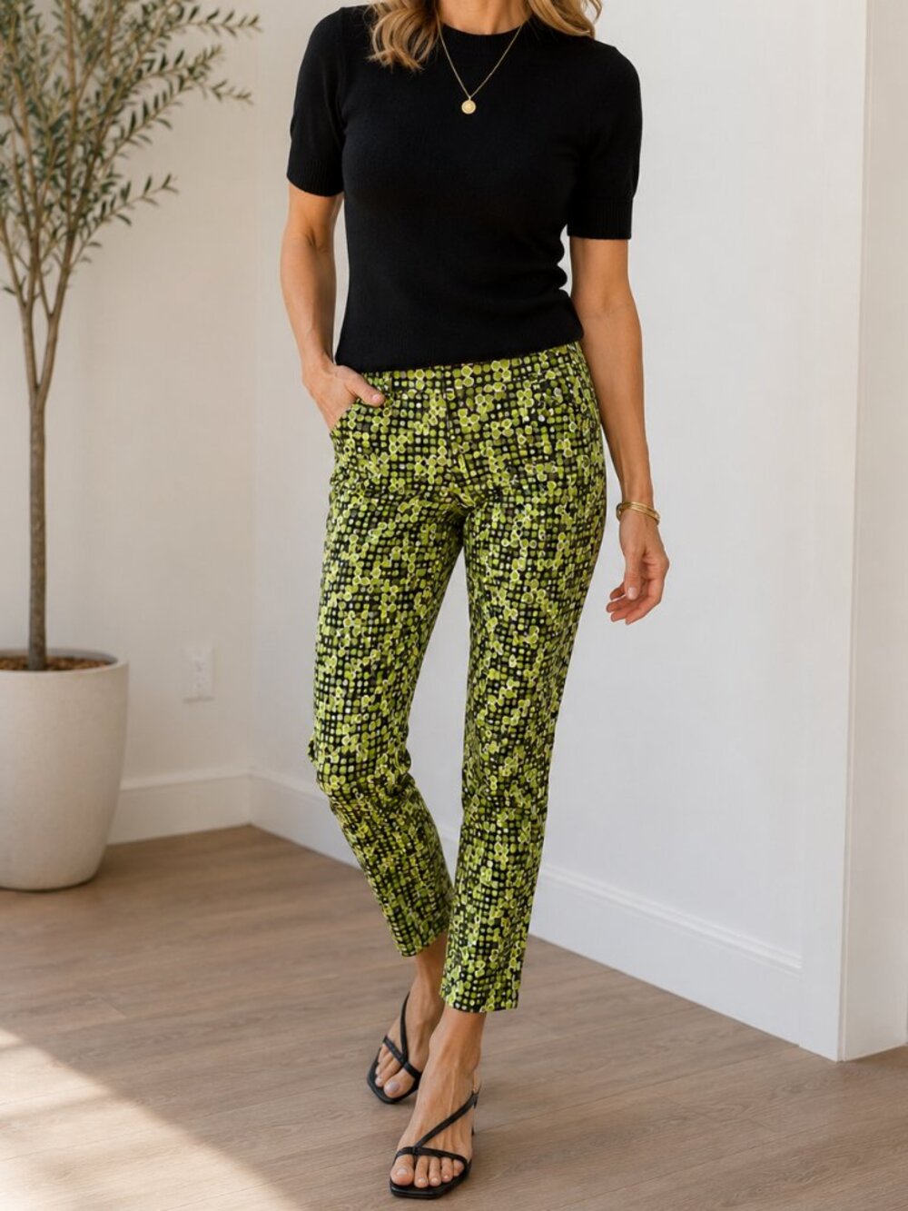 Sigrid Olsen Mod Geometric Print Ankle Pants Petite - Size 4P